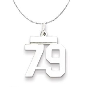 Silver, Athletic Collection Medium Polished Number 79 Necklace - 24 In